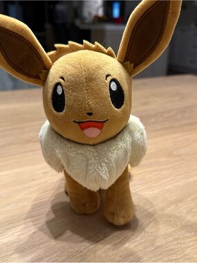 Pokemon Eevee Plush Toy - Light Brown with Cream Collar